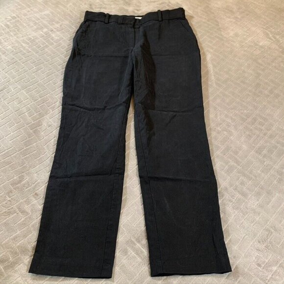 H&M Womens 10 Chino Pants Black Straight Leg High Rise Stretch Work Uniform - Picture 1 of 13